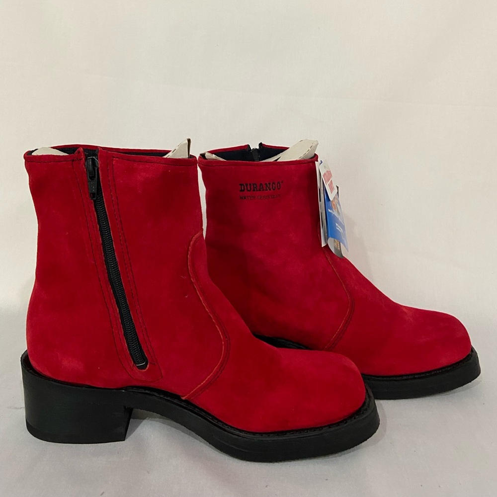 Durango Women’s Red Suede Zip Platform Boots - Size 7 - Picture 3 of 5